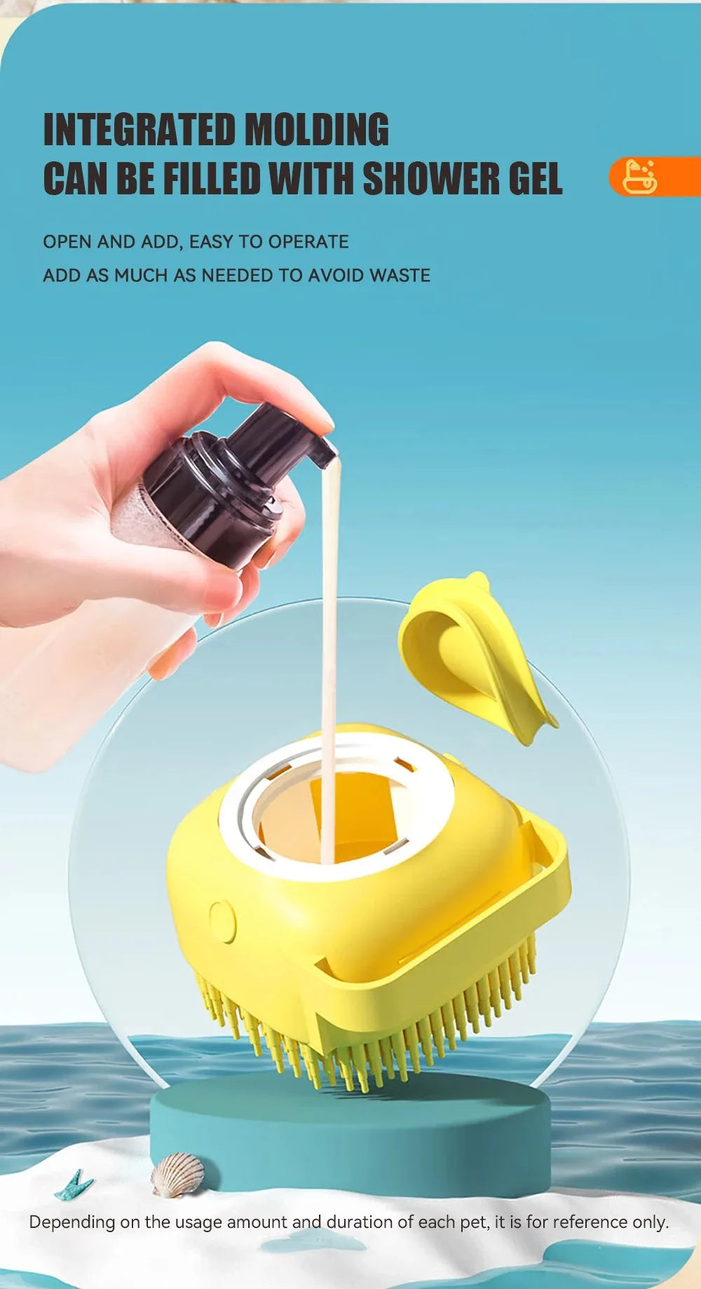 Y&M Paws™ 2-in-1 Shampoo Dispensing Bath Brush