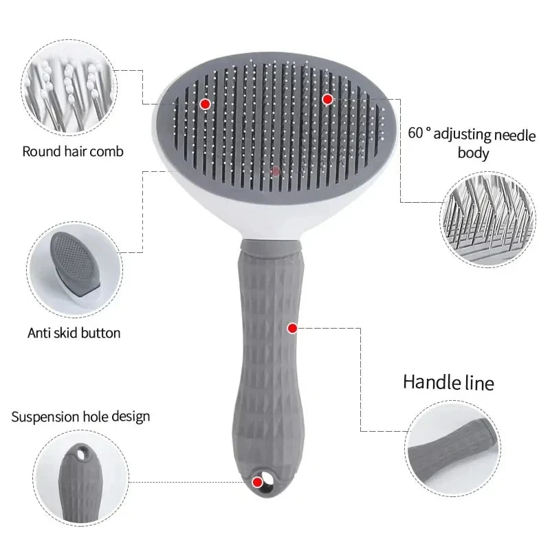 Y&M Paws™ Self-Cleaning Pet Grooming Brush