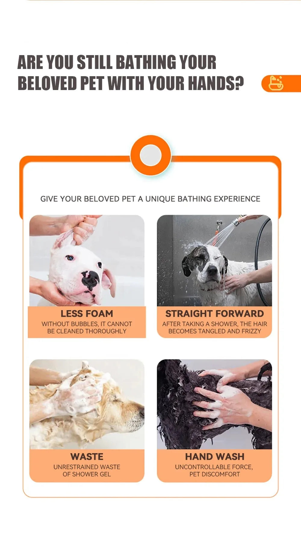 Y&M Paws™ 2-in-1 Shampoo Dispensing Bath Brush