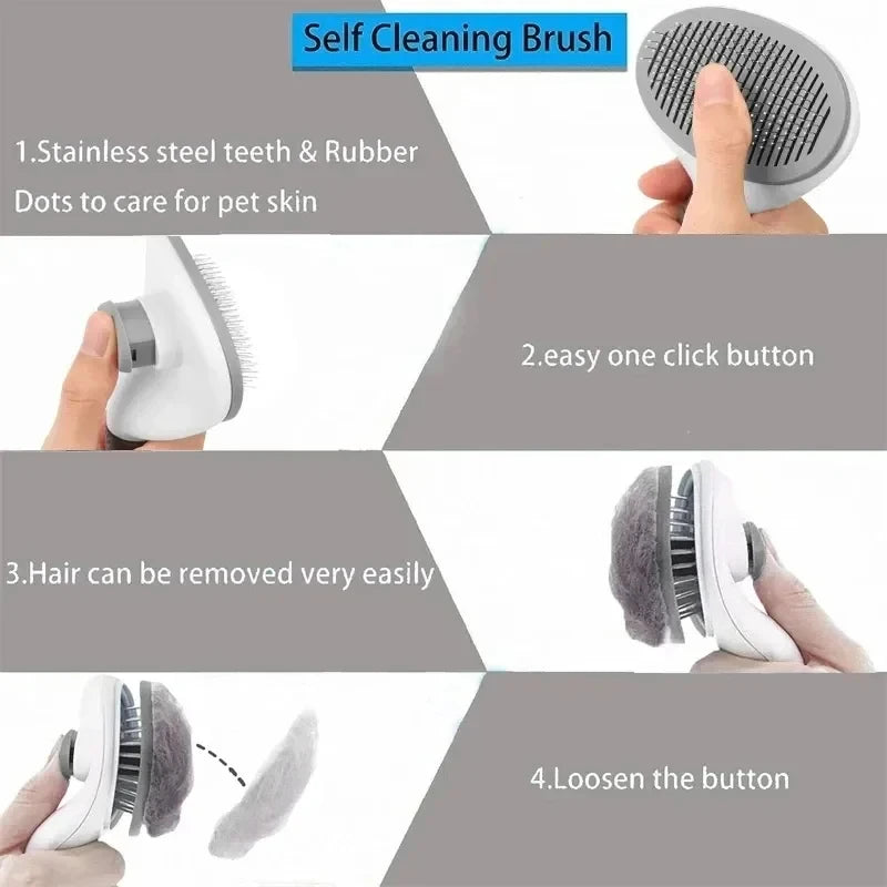 Y&M Paws™ Self-Cleaning Pet Grooming Brush
